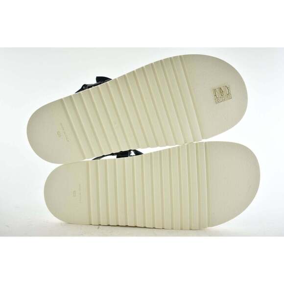 Chanel 20C Black Patent White CC Logo Mule Slide Strap Flat Dad Sandal 40.5 - Picture 12 of 12